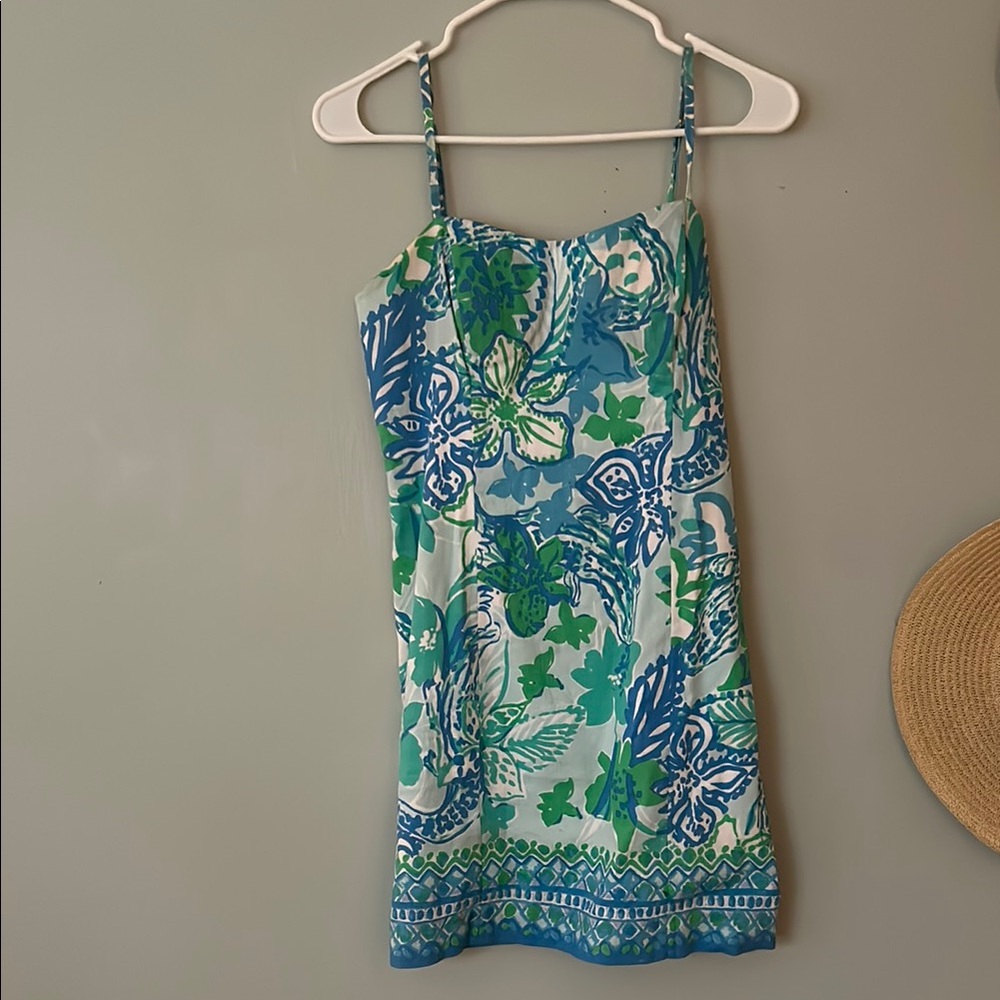 Lilly Pulitzer Blue and Green One Shoulder Sundress